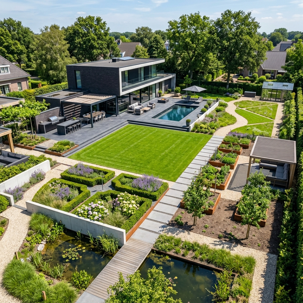 Luchtfoto van landschapsarchitectuur